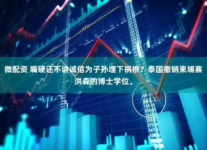 微配资 嘴硬还不讲诚信为子孙埋下祸根？泰国撤销柬埔寨洪森的博士学位。