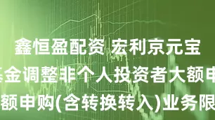 鑫恒盈配资 宏利京元宝货币市场基金调整非个人投资者大额申购(含转换转入)业务限额的公告